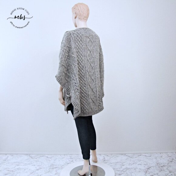 Fox Run Vintage Wool Long Cable Knit Sweater Tunic Gray Women M - Picture 3 of 10